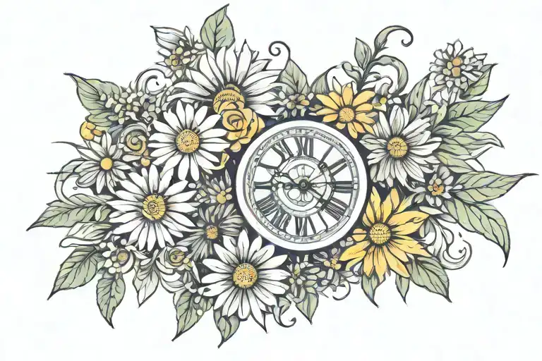 Daisys And Roman Numerals Surrounded