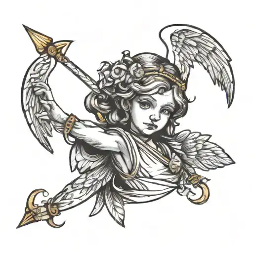 Forearm Tattoo Small Angel With Bow And Arrow