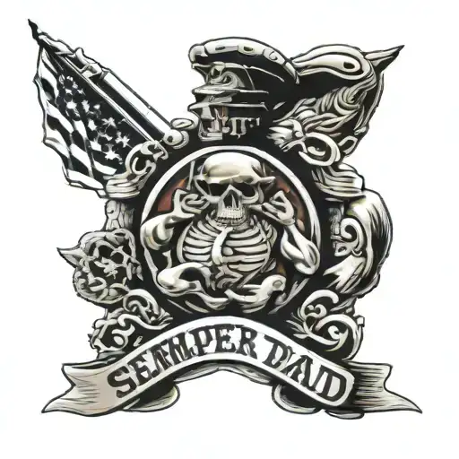 Marine Corps Emblem Semper Fi Dad Holding Hands With Son