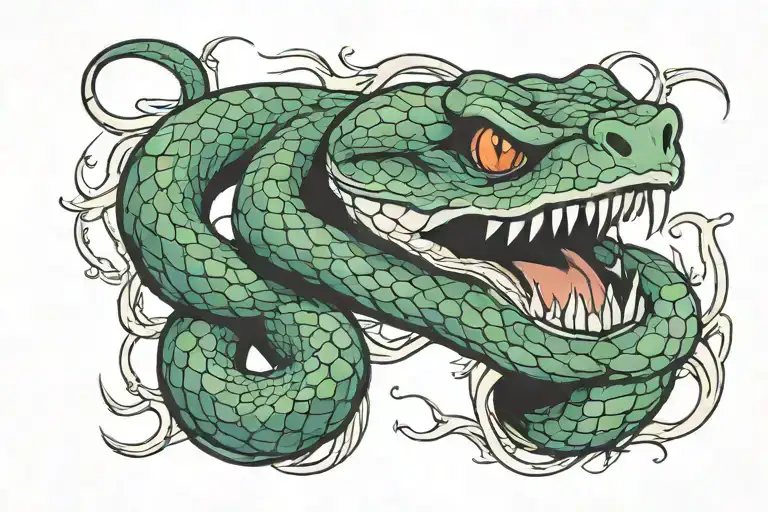 Snake Wrapped Around Thearm With Its Mouth Open At Between Thumb And Index Finger