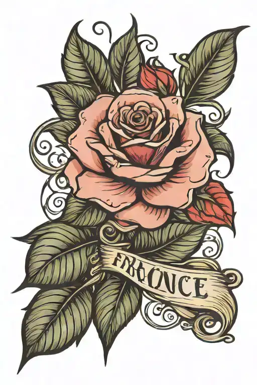 Rose With The Name Frances And The Flag Of Lima