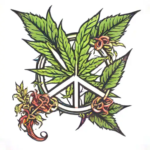 Peace With Weed Leaf