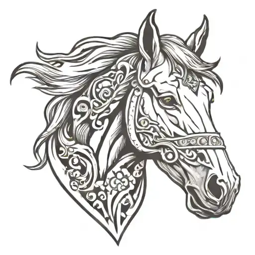 Black And White Horse Head