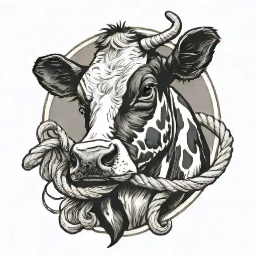 Cow With Rope Halter Wrapping Around Arm