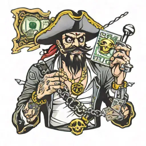 Pirate Hacker With Atm And Money Gold Teeth