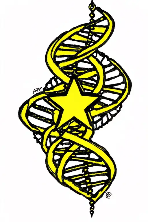 Yellow Star With Dna Strand
