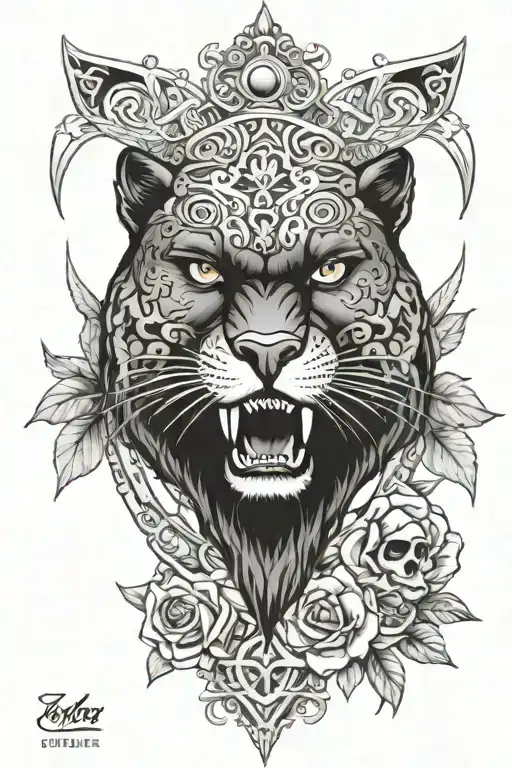 Panther And Skull Surrounded