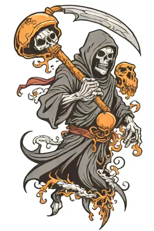 Grim Reaper Crushing A Bomb In Hand