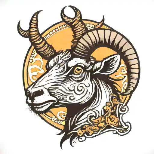 Black Billy Goat With Moon Spooky