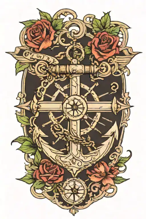 A Selucid Anchor On Top Of A Compass With A Laurel Wreathe Wrapped Around The Compass