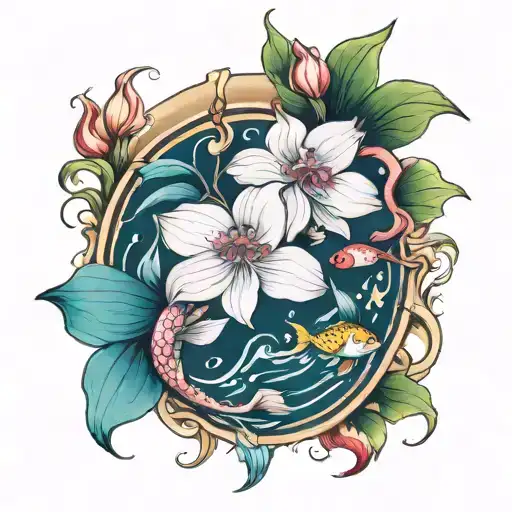 Water Orchid And Fish