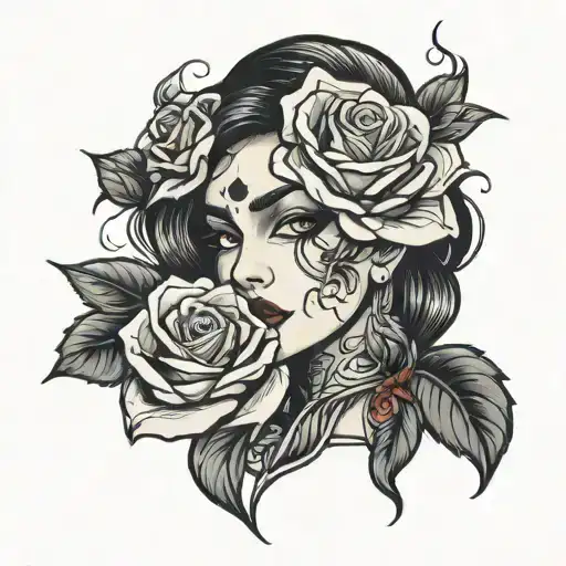 Chicana With Bleeding Eye On A Rose