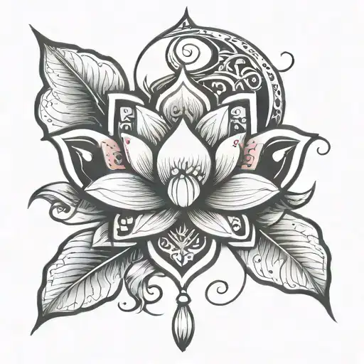 Unalome Symbol With Lotus