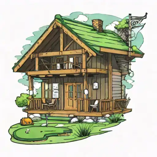 A Golf Clubhouse With Putting Green