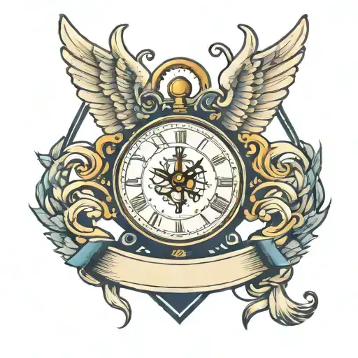Navy Anchor Angel Wings Clock Face