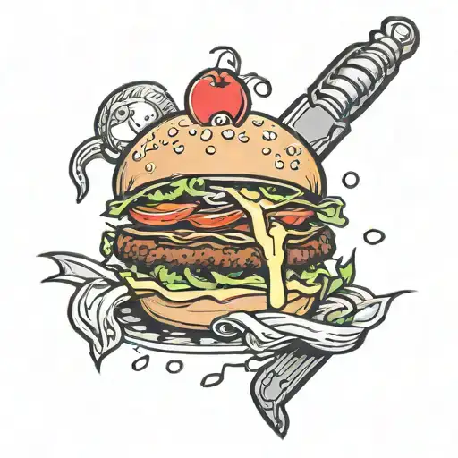 Burgers Pierced By Dagger