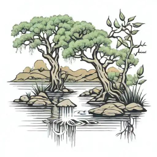 Willow Tree By The Paco River With Lilys Pads