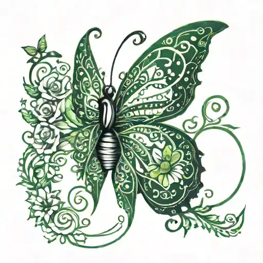 Ideas To Cover A Butterfly Tattoo That Looks Like The Letter B In Green