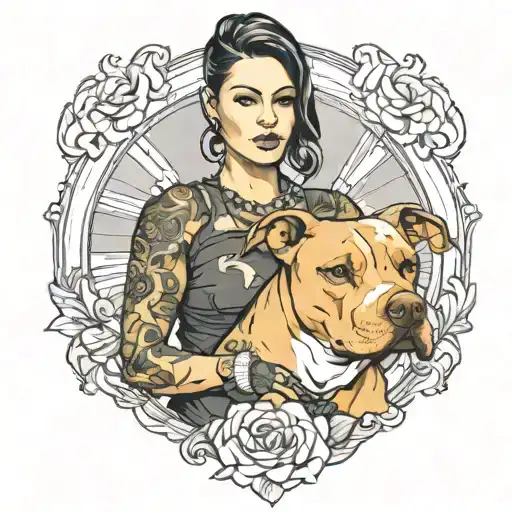 Miranda With A Pitbull Dog