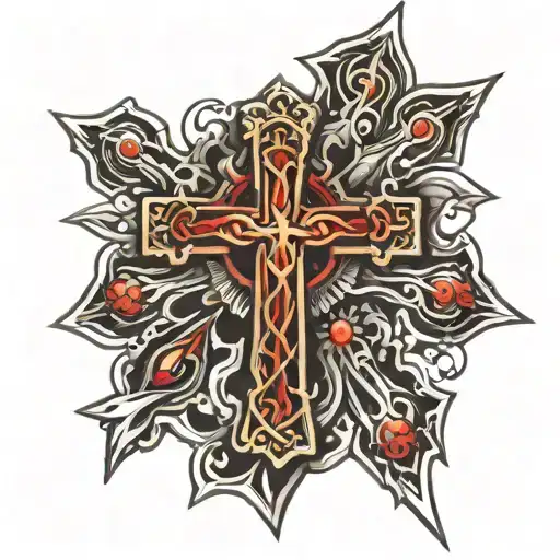 Long Christian Cross Cyber Sigilism