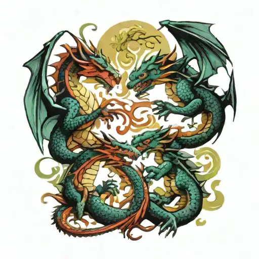 3 Little Dragons Fighting Each Other