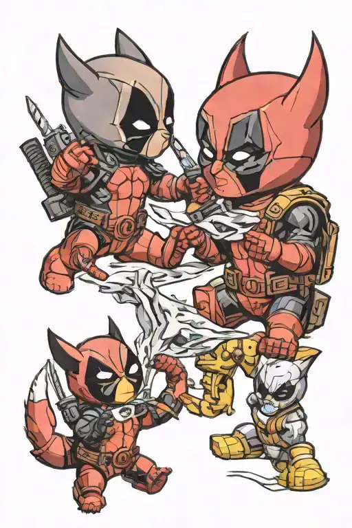 Baby Deadpool And Baby Wolverine Claws Extended