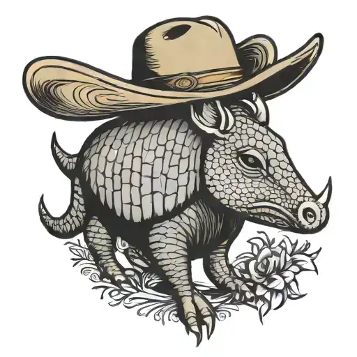 Cowboy Armadillo With Cowboy Hat