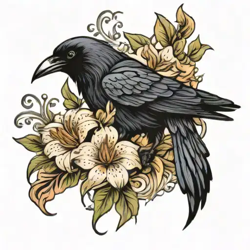 Raven And Lilies Sleeve