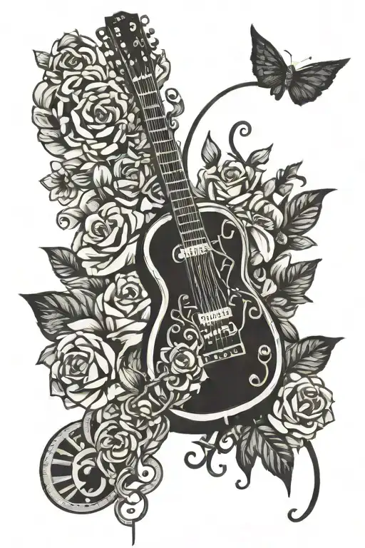 Guitar With Roman Numerals Representing Important Dates