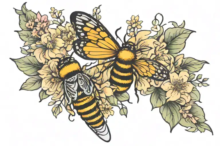 Half Bee Half Flowers