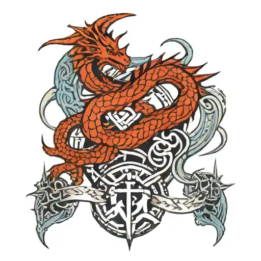 Nordic Runes And Dragon Wrapped