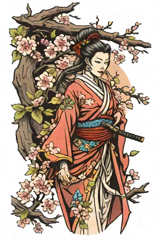 Samurai Wife Hung Defeated Cherry Blossom Tree