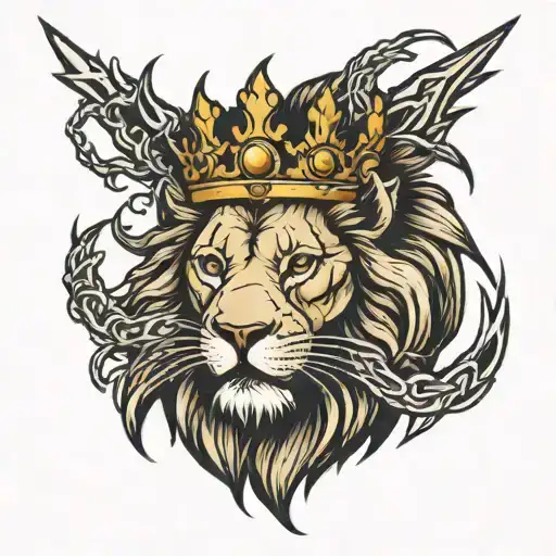 Lion Wearing A Crown Of Thorns