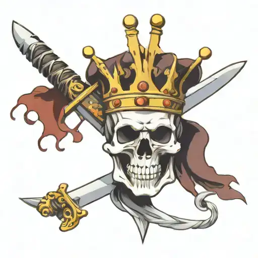 Skull With Sword And Crown