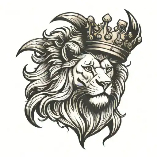 Lion With A Crown With Half Angel Half