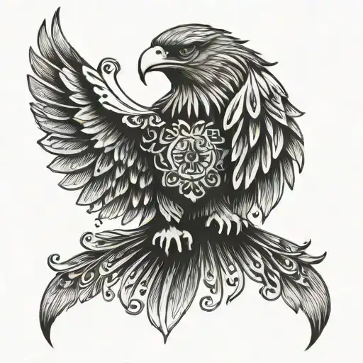 Mandala Tattoo With Eagle Wing For Men Posing