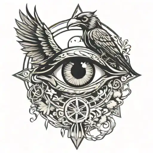 Eye Of Odin With Crows