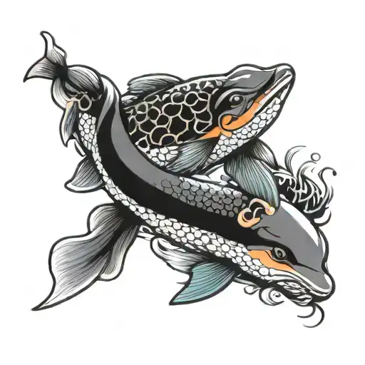 Koi Fish And Dolphin