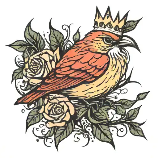 Bird Surounded By Thorns With A Crown On The Head