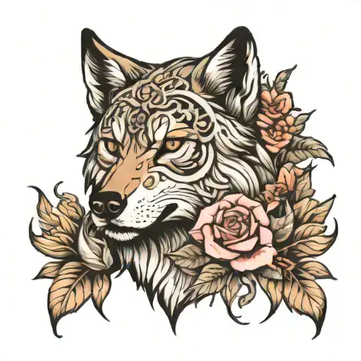 Wolf And Madusa And Flowers