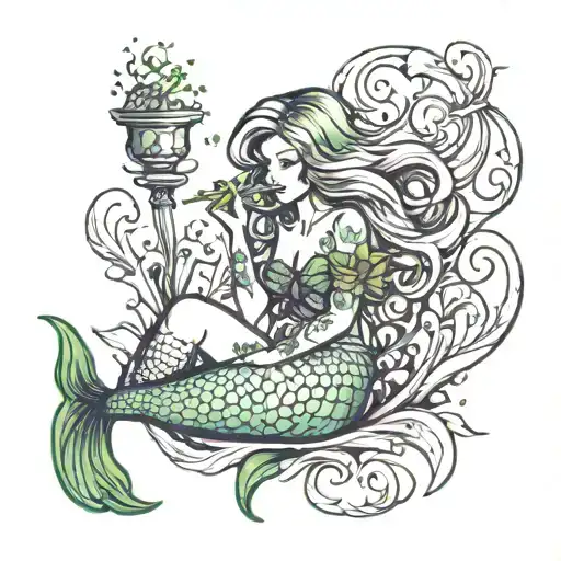 Mermaid Smoking Weed