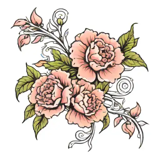 A Vine With A Carnation Flower And An Oleander Flower