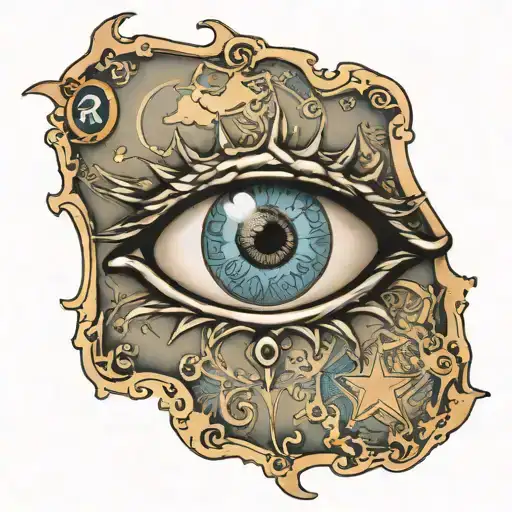 Evil Eye Watching Over Map Of Israel