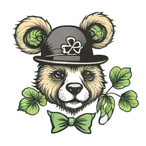 Teddy Bear Head With Shamrock Nose