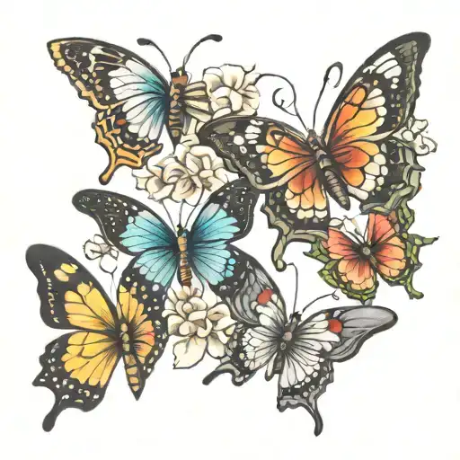 3 Big Butterfly's With Hawaiian Flower