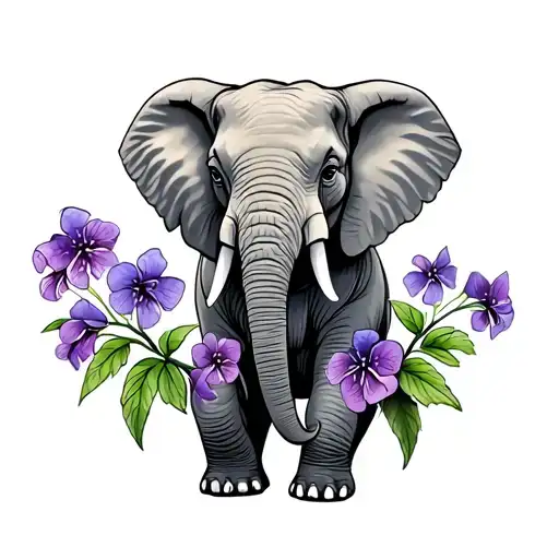 Elephant Holding Violets In Trunk Trunks Doors