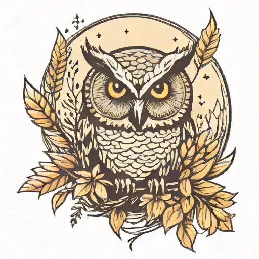 Owl Moon Wheat Trees