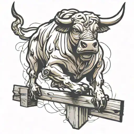 Bull Breaking A Fence