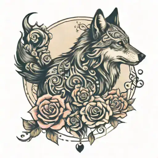 Semicolon Wolf Blended By Roses