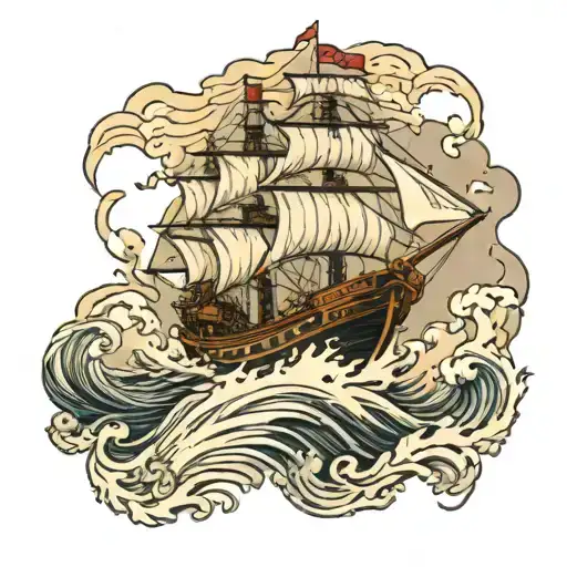 Ocean Ship In Thunderstorm